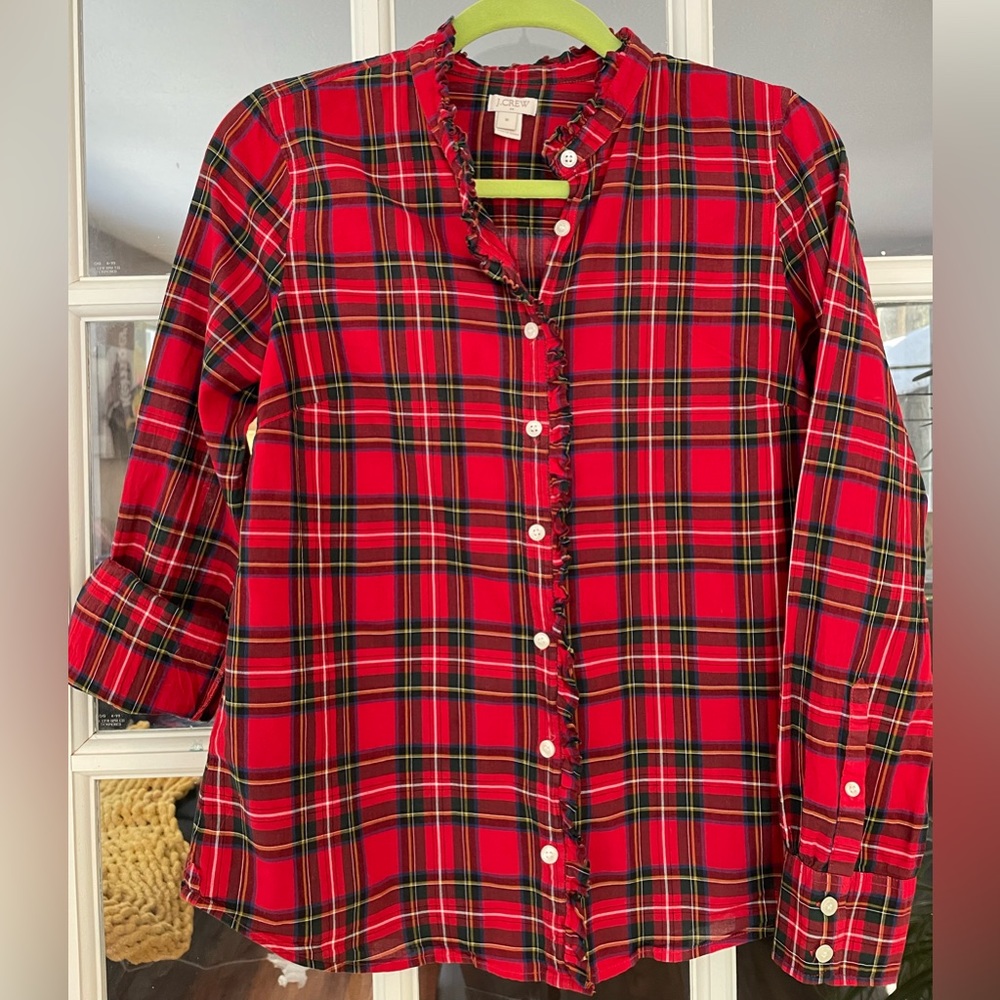 J Crew plaid top size Medium